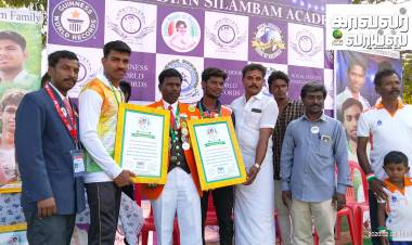 ஆயுதப்படை காவலர் 30 மணி நேரம் சிலம்பம் சுற்றி கின்னஸ் சாதனை முயற்சி...