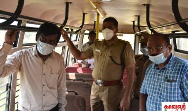 அரியலூர் மாவட்டத்தில் கல்வி நிறுவனங்களின் வாகனங்களில் காவல் கண்காணிப்பாளர் ஆய்வு...