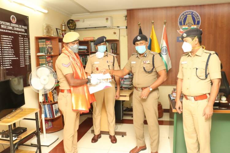 ஒரு மாத சம்பளத்தை கொரோனா நிவாரணநிதியாக வழங்கிய காவலர் பாபு...
