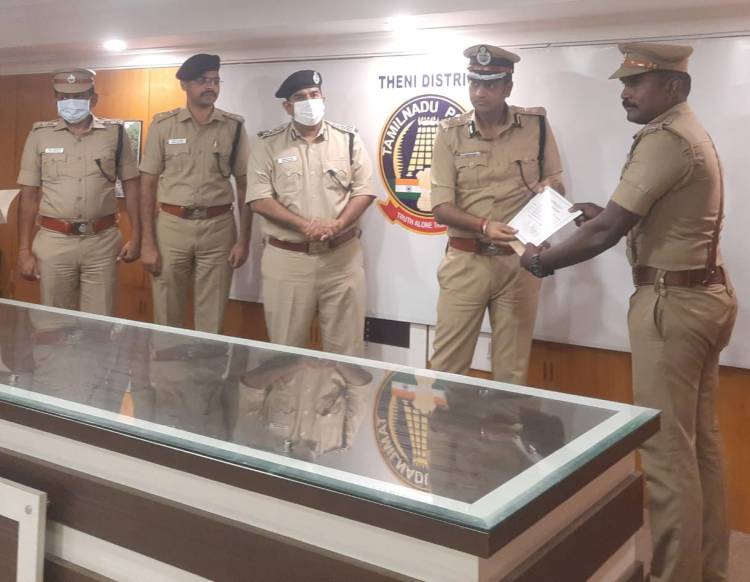 தேனிமாவட்டத்தில் 215 கிலோ கஞ்சாவை பிடித்த சார்பு ஆய்வாளர் மாயன் இராயப்பன்பட்டி குழுவை பாராட்டிய தென்மண்டல ஜ.ஜி